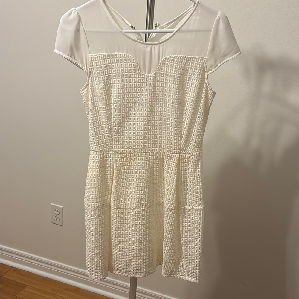 White Lace Fit-and-Flare Dress
